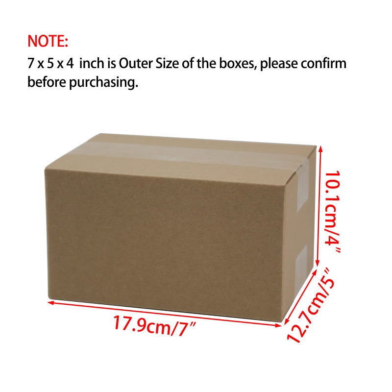Sodissa 7x5x4 Inches Shipping Boxes  Brown Corrugated Cardboard Boxes for Small Bussiness  25 Pack - Image 2